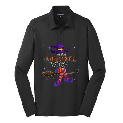 The Sarcastic Witch Funny Gift Halloween Matching Group Costume Gift Silk Touch Performance Long Sleeve Polo