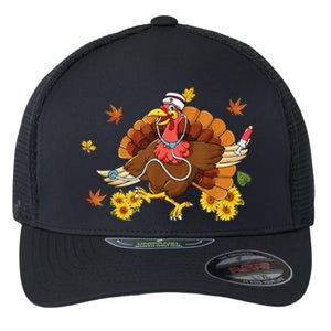 Thanksgiving Scrub Wo Turkey Nurse Holiday Nursing Flexfit Unipanel Trucker Cap