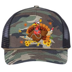 Thanksgiving Scrub Wo Turkey Nurse Holiday Nursing Retro Rope Trucker Hat Cap