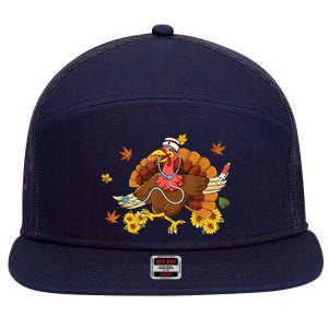 Thanksgiving Scrub Wo Turkey Nurse Holiday Nursing 7 Panel Mesh Trucker Snapback Hat