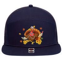 Thanksgiving Scrub Wo Turkey Nurse Holiday Nursing 7 Panel Mesh Trucker Snapback Hat