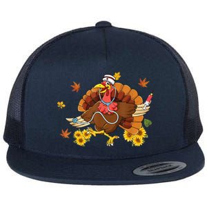 Thanksgiving Scrub Wo Turkey Nurse Holiday Nursing Flat Bill Trucker Hat