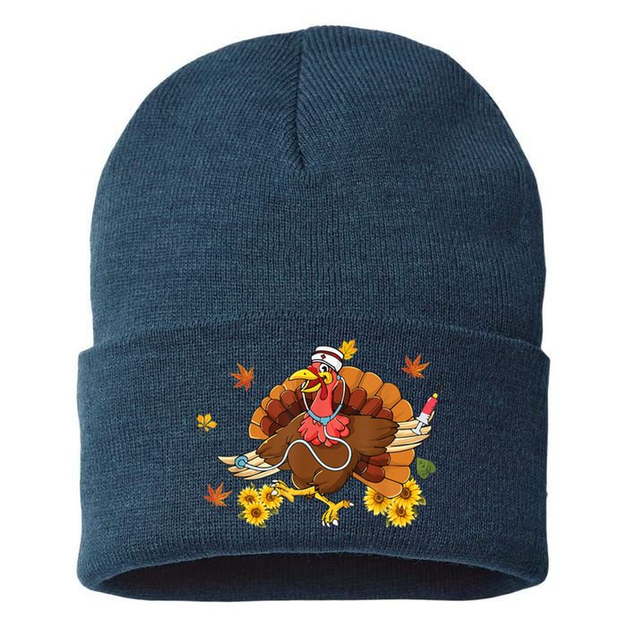 Thanksgiving Scrub Wo Turkey Nurse Holiday Nursing Sustainable Knit Beanie