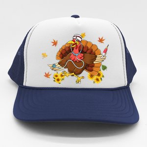 Thanksgiving Scrub Wo Turkey Nurse Holiday Nursing Trucker Hat