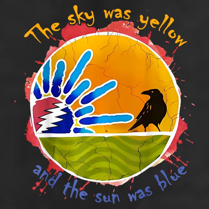 The Sky Was Yellow And The Sun Was Blue 7 Panel Mesh Trucker Snapback Hat