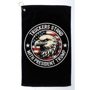 Truckers Stand With Trump Funny Gift Platinum Collection Golf Towel