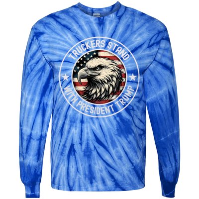 Truckers Stand With Trump Funny Gift Tie-Dye Long Sleeve Shirt