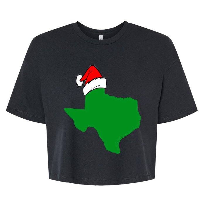 Texas State Wearing A Christmas Stocking Texas Christmas Bella+Canvas Jersey Crop Tee