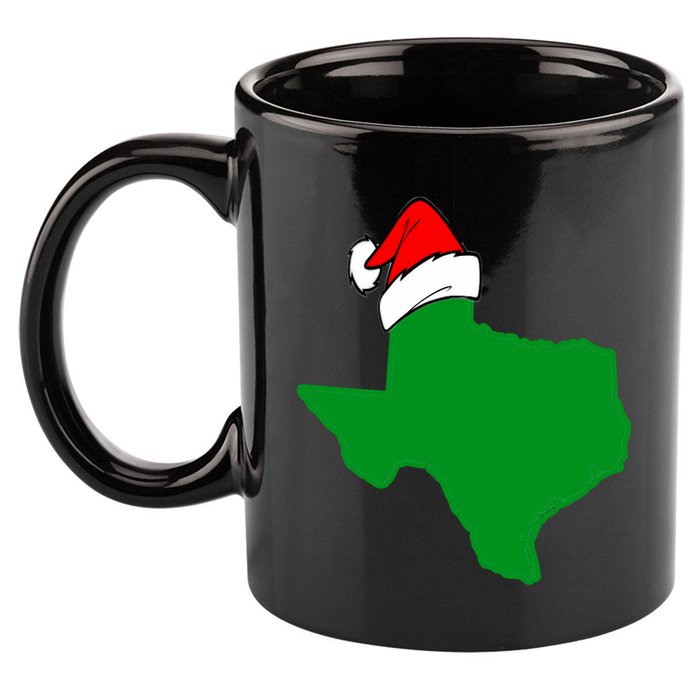 Texas State Wearing A Christmas Stocking Texas Christmas 11oz C Handle Ceramic Mug