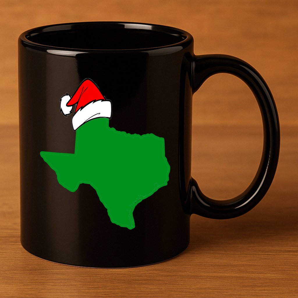Texas State Wearing A Christmas Stocking Texas Christmas 11oz C Handle Ceramic Mug
