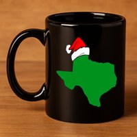 Texas State Wearing A Christmas Stocking Texas Christmas 11oz C Handle Ceramic Mug
