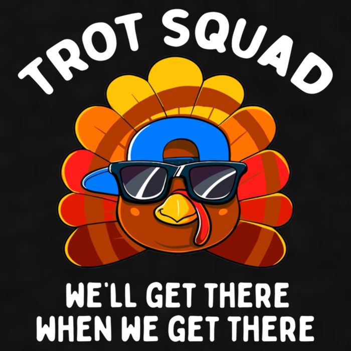 Trot Squad WeLl Get There When We Get There Thanksgiving Ladies PosiCharge Tri-Blend Wicking Tank