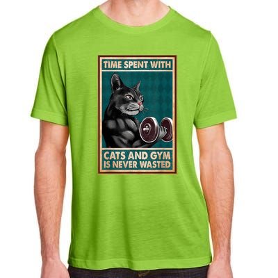 Time Spent With Cats And Gym Is Never Wasted Workout Bodybuilding Adult ChromaSoft Performance T-Shirt