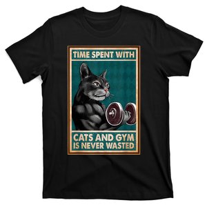 Time Spent With Cats And Gym Is Never Wasted Workout Bodybuilding T-Shirt