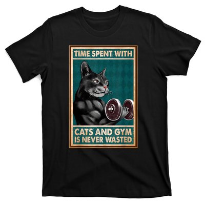 Time Spent With Cats And Gym Is Never Wasted Workout Bodybuilding T-Shirt