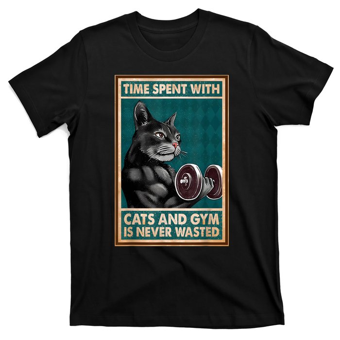 Time Spent With Cats And Gym Is Never Wasted Workout Bodybuilding T-Shirt