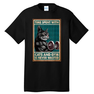 Time Spent With Cats And Gym Is Never Wasted Workout Bodybuilding Tall T-Shirt