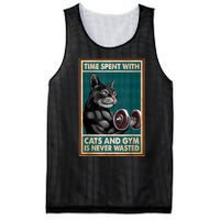 Time Spent With Cats And Gym Is Never Wasted Workout Bodybuilding Mesh Reversible Basketball Jersey Tank