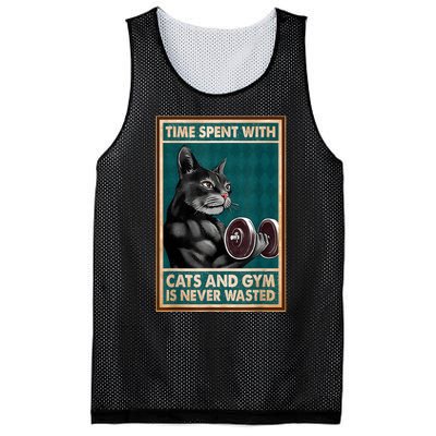 Time Spent With Cats And Gym Is Never Wasted Workout Bodybuilding Mesh Reversible Basketball Jersey Tank