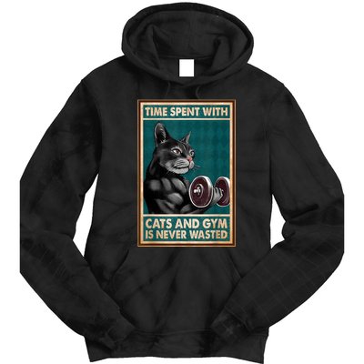 Time Spent With Cats And Gym Is Never Wasted Workout Bodybuilding Tie Dye Hoodie