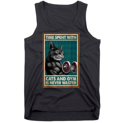 Time Spent With Cats And Gym Is Never Wasted Workout Bodybuilding Tank Top