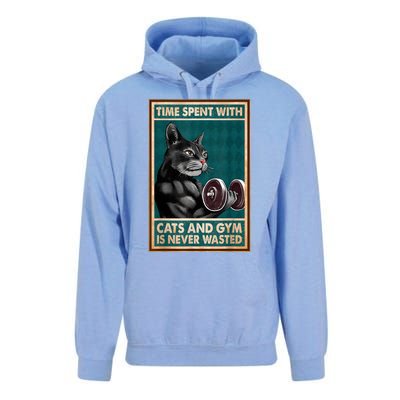 Time Spent With Cats And Gym Is Never Wasted Workout Bodybuilding Unisex Surf Hoodie