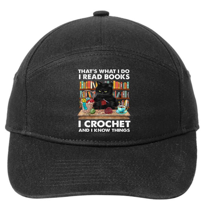 That S What I Do I Read Books Crochet And I Know Things Cat 7-Panel Snapback Hat