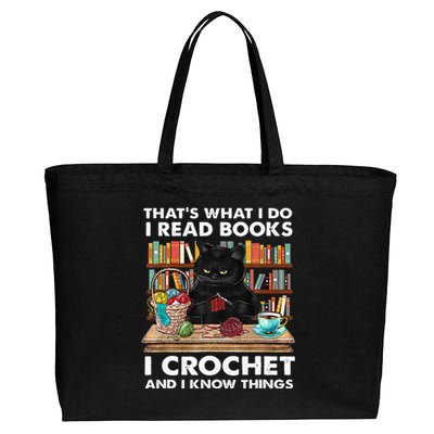 That S What I Do I Read Books Crochet And I Know Things Cat Cotton Canvas Jumbo Tote