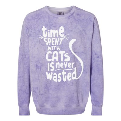 Time Spent With Cats Is Never Wasted Valentine's Day Colorblast Crewneck Sweatshirt