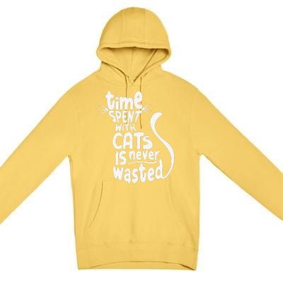 Time Spent With Cats Is Never Wasted Valentine's Day Premium Pullover Hoodie