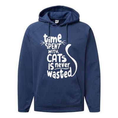 Time Spent With Cats Is Never Wasted Valentine's Day Performance Fleece Hoodie