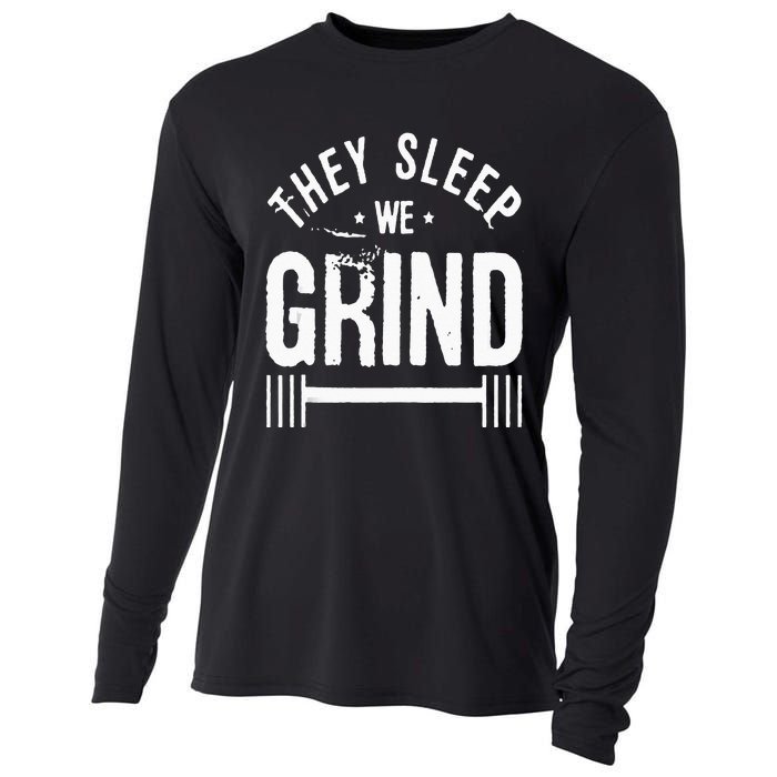 They Sleep We Grind Fitness Gym Work Out Motivation Cooling Performance Long Sleeve Crew