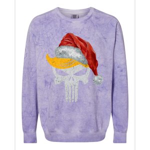 Trump Skull With Santa Hat Trump Hair Christmas Holiday Gift Colorblast Crewneck Sweatshirt