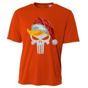 Trump Skull With Santa Hat Trump Hair Christmas Holiday Gift Cooling Performance Crew T-Shirt