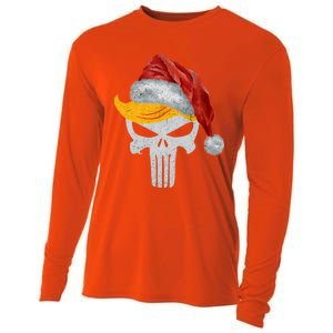 Trump Skull With Santa Hat Trump Hair Christmas Holiday Gift Cooling Performance Long Sleeve Crew