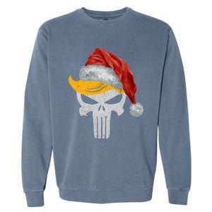 Trump Skull With Santa Hat Trump Hair Christmas Holiday Gift Garment-Dyed Sweatshirt