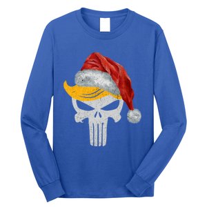 Trump Skull With Santa Hat Trump Hair Christmas Holiday Gift Long Sleeve Shirt