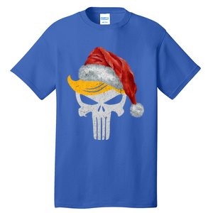 Trump Skull With Santa Hat Trump Hair Christmas Holiday Gift Tall T-Shirt