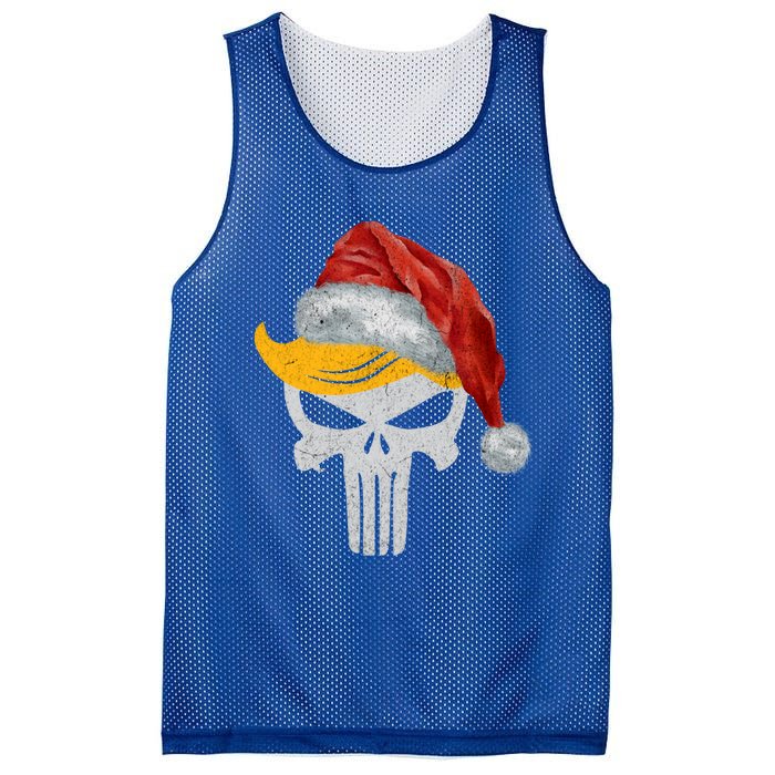 Trump Skull With Santa Hat Trump Hair Christmas Holiday Gift Mesh Reversible Basketball Jersey Tank