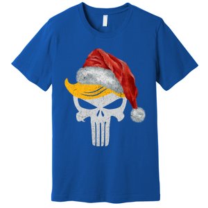 Trump Skull With Santa Hat Trump Hair Christmas Holiday Gift Premium T-Shirt