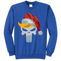 Trump Skull With Santa Hat Trump Hair Christmas Holiday Gift Tall Sweatshirt