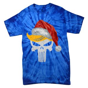 Trump Skull With Santa Hat Trump Hair Christmas Holiday Gift Tie-Dye T-Shirt