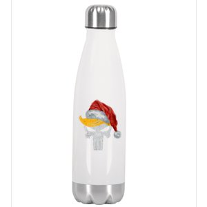 Trump Skull With Santa Hat Trump Hair Christmas Holiday Gift Stainless Steel Insulated Water Bottle