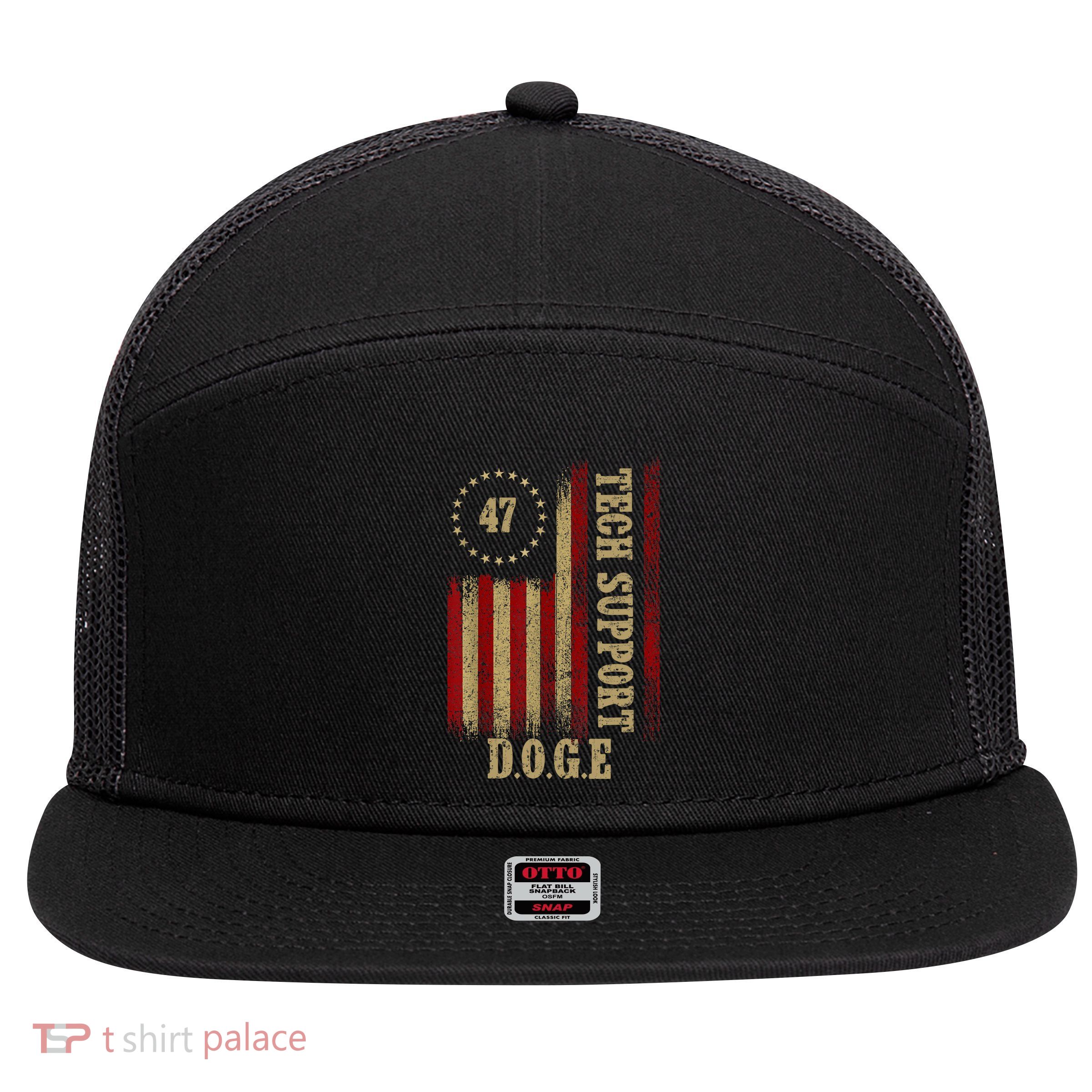 Tech Support White House Tech Support D.O.G.E Doge 47 Trump 7 Panel Mesh Trucker Snapback Hat