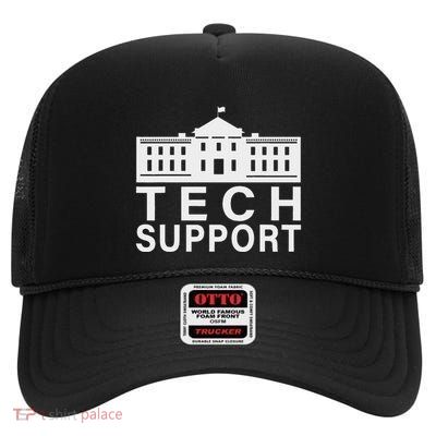 Tech Support White House Tech Support D.O.G.E Doge High Crown Mesh Back Trucker Hat