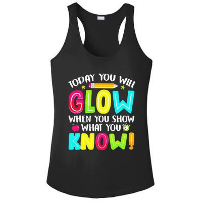 Teachers Students What You Show Testing Day Exam Ladies PosiCharge Competitor Racerback Tank