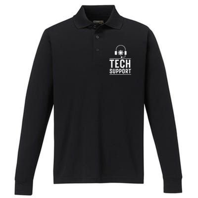 Tech Support White House Tech Support D.O.G.E Doge Performance Long Sleeve Polo