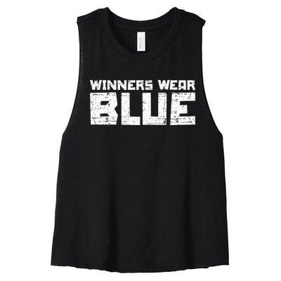 Team Sports Winners Wear Blue Women's Racerback Cropped Tank