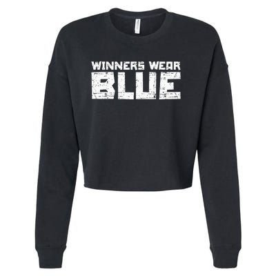 Team Sports Winners Wear Blue Cropped Pullover Crew