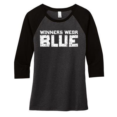 Team Sports Winners Wear Blue Women's Tri-Blend 3/4-Sleeve Raglan Shirt